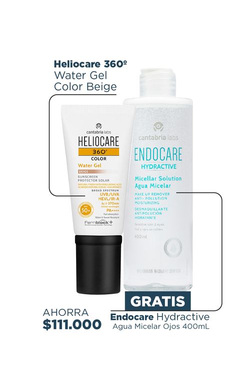 Heliocare 360° Kit Water Gel Beige Gratis Endocare Hydractive 400ML